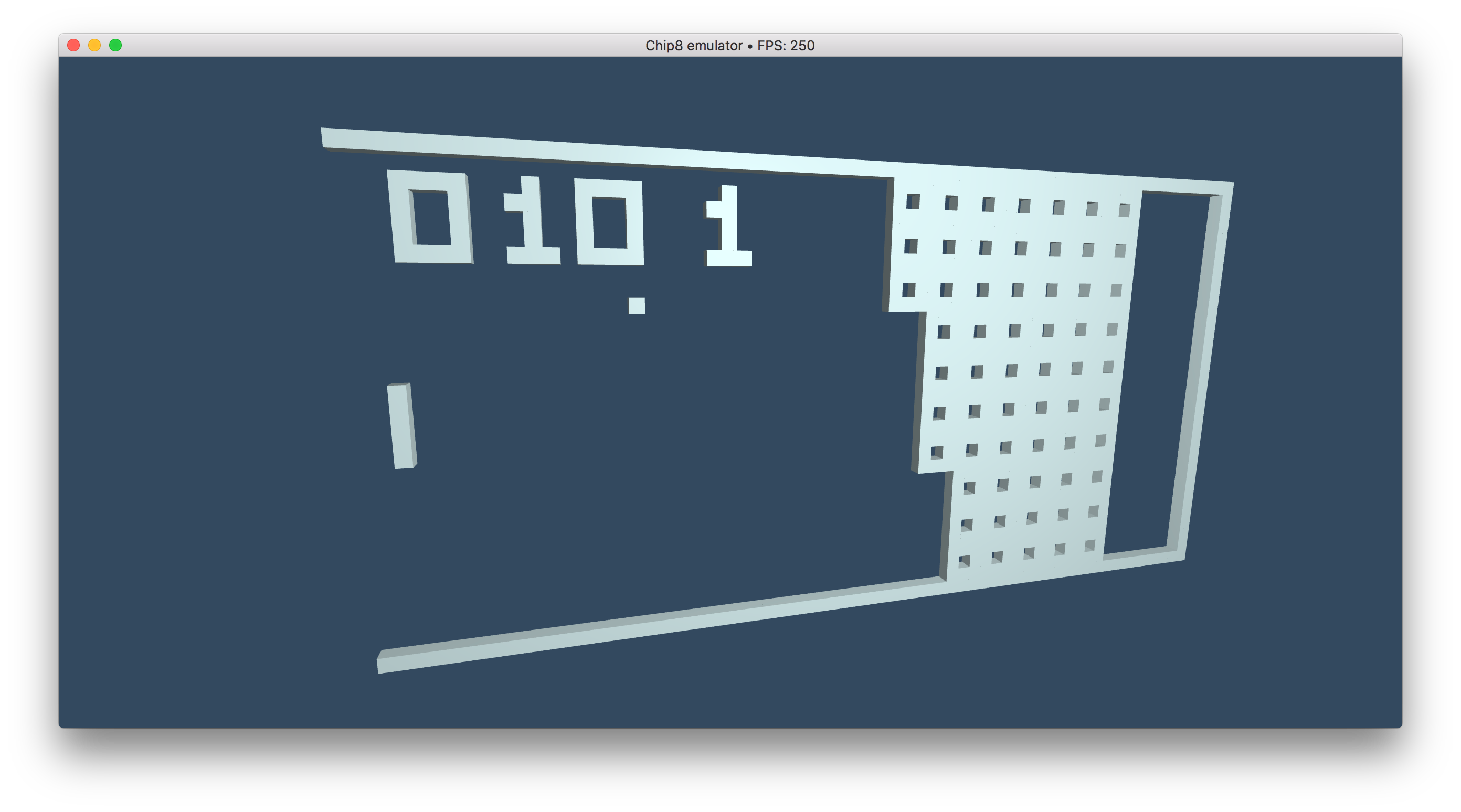 The Chip8 framebuffer rendered as illuminated 3D cubes