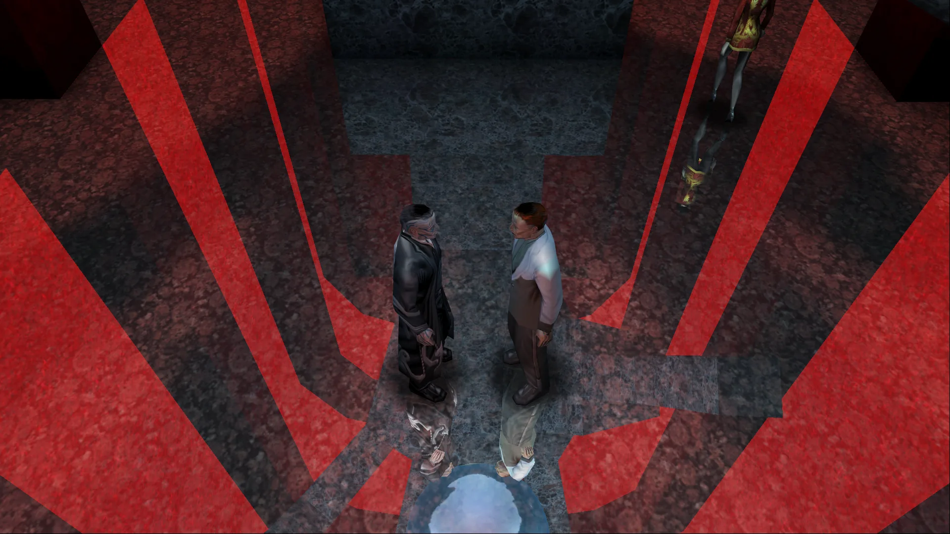The Deus Ex intro cinematic running in the browser runtime