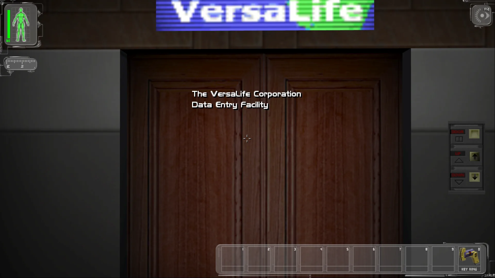 The VersaLife lobby doors under the company logo